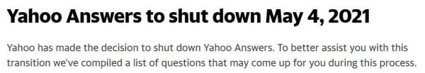 chiusura Yahoo Answer