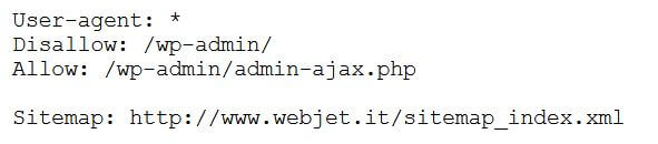 esempio file robots.txt Webjet