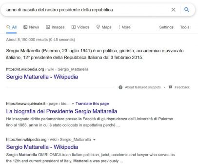 featured snippets esempio
